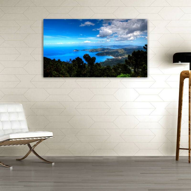 Картина на холсте 60x110 LinxOne "Пейзаж Италия Вид Сверху Море" интерьерная для дома / на стену / на кухню / с подрамником