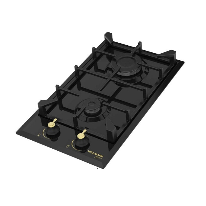 фото Газовая варочная поверхность WILLMARK WGH-2301BLR 30см черная ретро