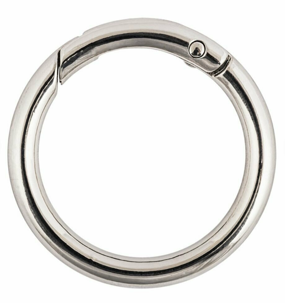 Кольцо карабин / Кольца разъемные для сумок, одежды, рукоделия, диаметр 32 мм, цвет серебряный, 2 шт