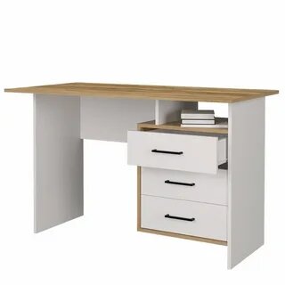 фото Стол письменный компьютерный. 120х75х60. белый/дуб крафт золотой