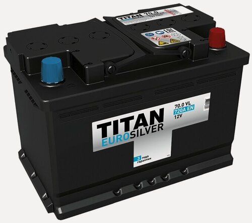 Изображение товара Аккумулятор автомобильный TITAN EUROSILVER 70 А/ч 720 A обр. пол. Евро авто (278x175x190)