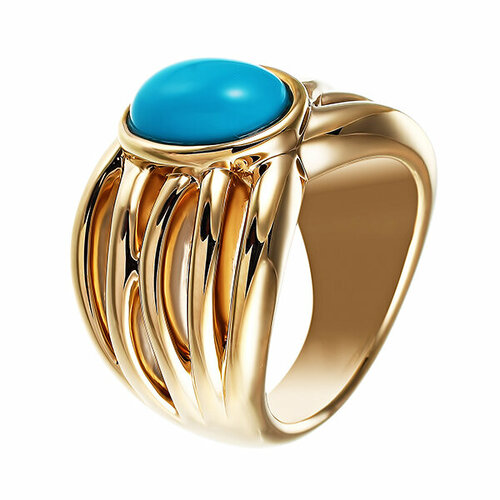 фото Кольцо element47, серебро, 925 проба, бирюза синтетическая, размер 17