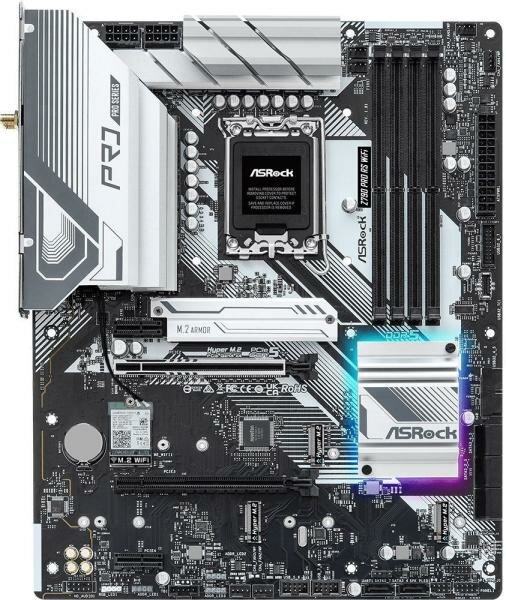 Материнская плата ASRock Z790 PRO RS WIFI Socket 1700 Z790 4xDDR5 2xPCI-E 16x 2xPCI-E 1x 8xSATA III ATX Retail