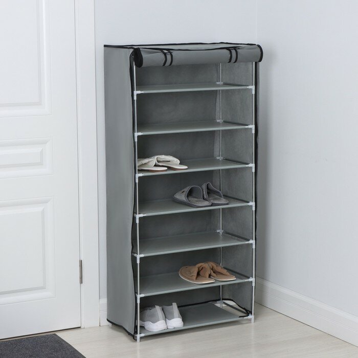 Полка для обуви с чехлом LaDо́m 7 уровней 60×30×123 см цвет серый 9556936