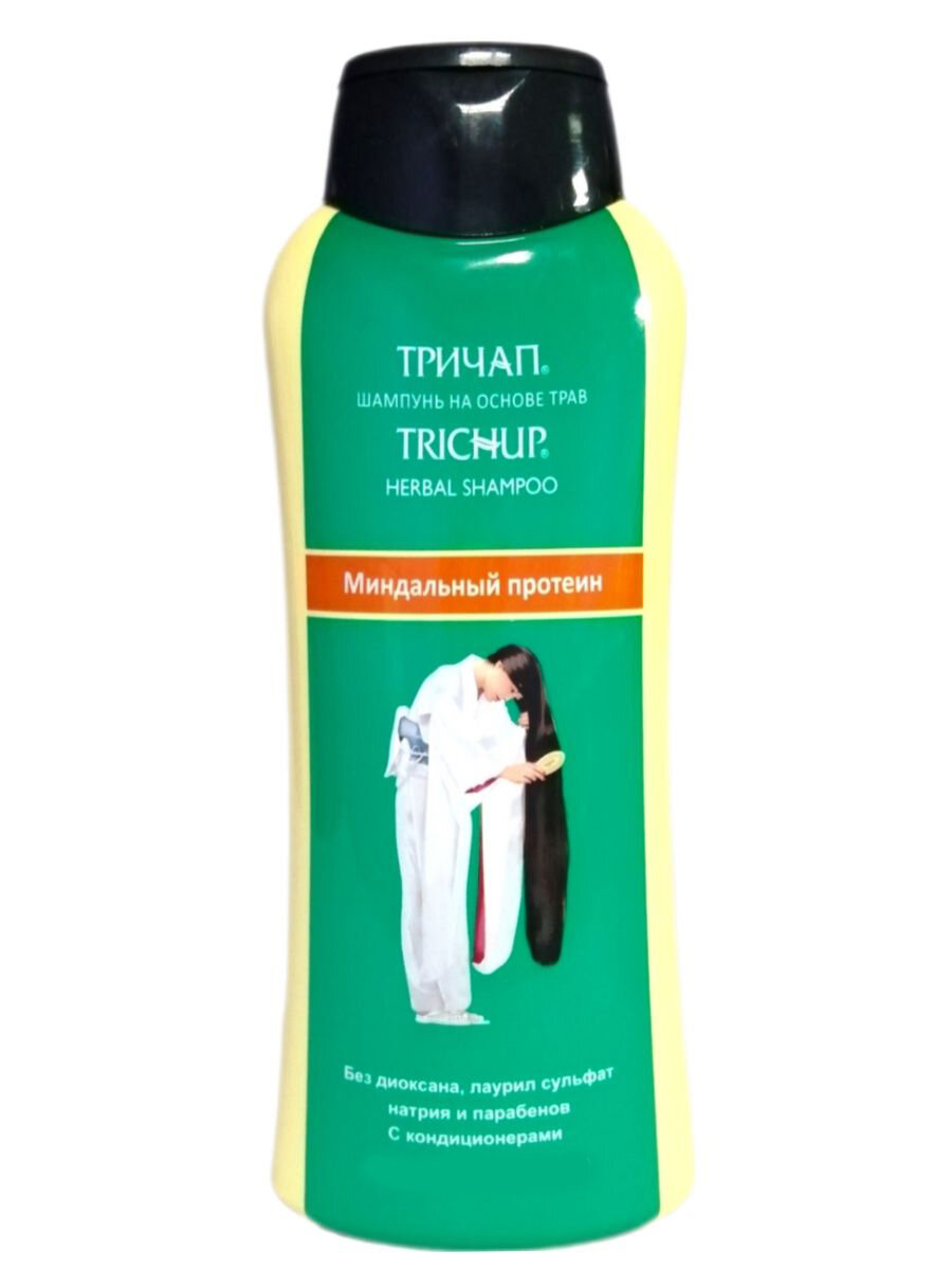 Trichup Herbal Shampoo ALMOND PROTEIN, Vasu (тричуп (тричап) шампунь на основе трав, миндальный протеин, Васу), 200 мл.