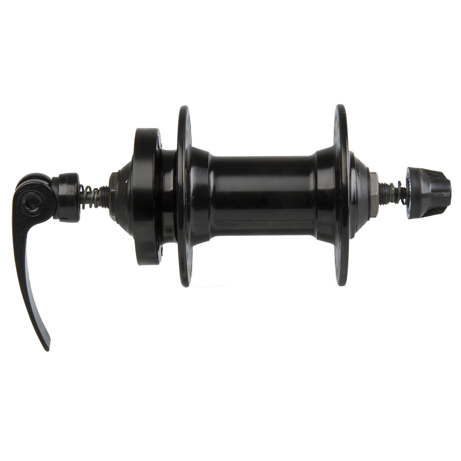 Втулка колеса велосипеда алюминиевая передняя 32отв. для дискового тормоза на 2-х промподшип. с эксцентриком 100мм черная