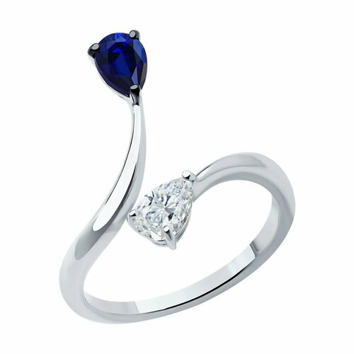 фото Кольцо sokolov, белое золото, 585 проба, сапфир синтетический, сапфир, размер 17