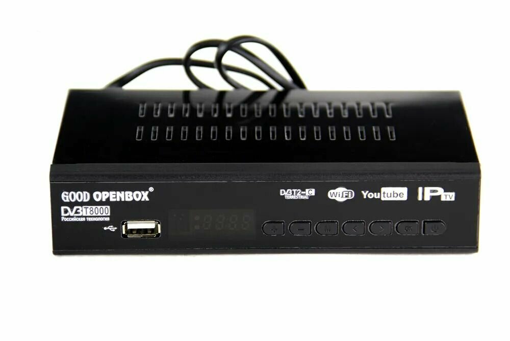 Цифровой ресивер / OPENBOX DVB-T8000 / Эфирная DVB-T2/C ТВ приставка / Бесплатное ТВ / TV Тюнер / Медиаплеер