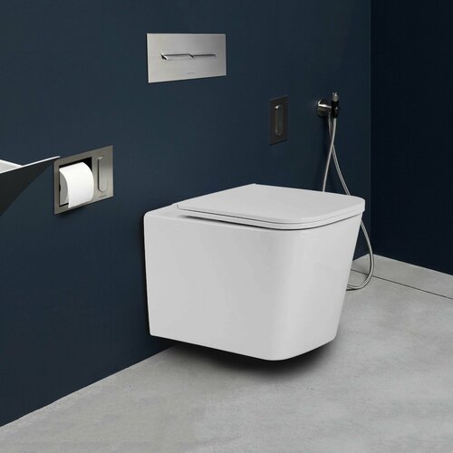 Подвесной безободковый унитаз CUBE TURBO белый с крышкой Soft-close микролифт смыв - торнадо 15600₽