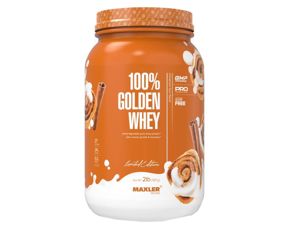 Maxler 100% Golden Whey Protein 908 гр 2 lb (Maxler) Булочка с корицей