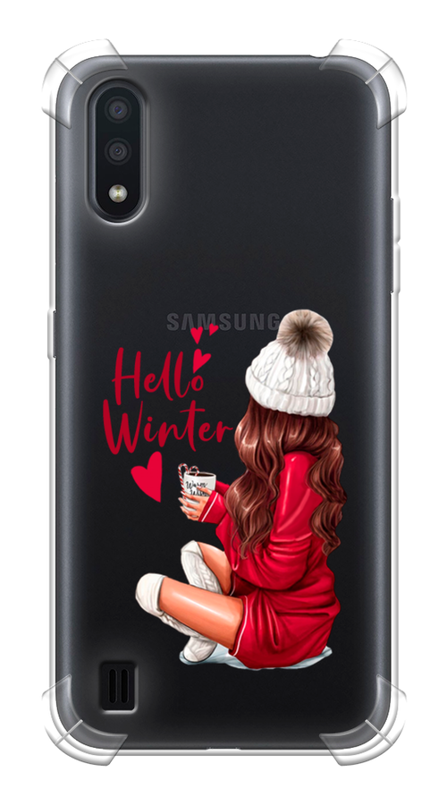 Противоударный силиконовый чехол на Samsung Galaxy A01 / Самсунг Гэлакси А01 с рисунком Hello winter