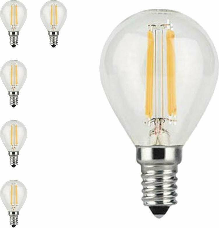 фото Светодиодная лампа Gauss Filament 11W эквивалент 80W 4100K 750Лм E14 филаментная в форме шара (комплект из 5 шт)