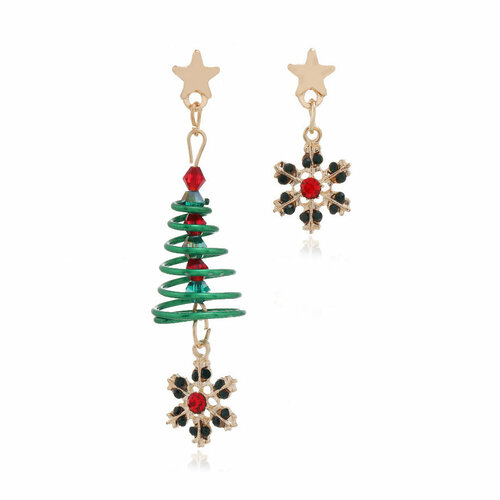 Серьги с подвесками, размер 70 мм, золотой, красный, зеленый