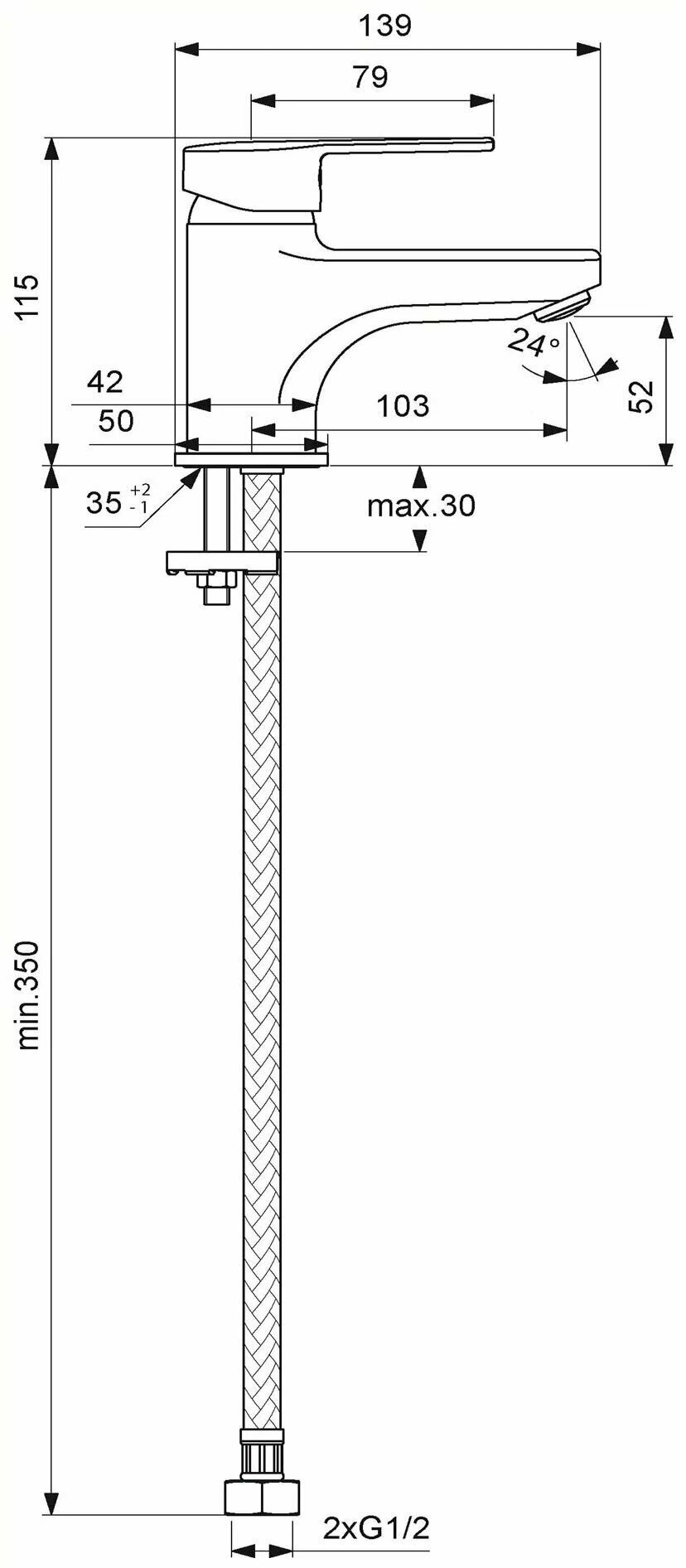 Смеситель для раковины VIDIMA Logik BA275AA, латунь, горизонтальный монтаж, хром, с аэратором — фото 1