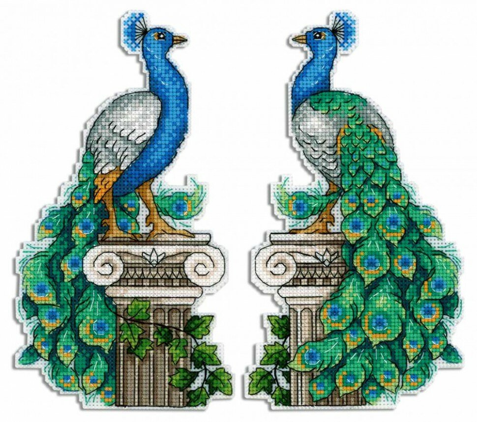 Королевский павлин #Р-574 Жар-Птица Набор для вышивания 11 x 20 см Счетный крест