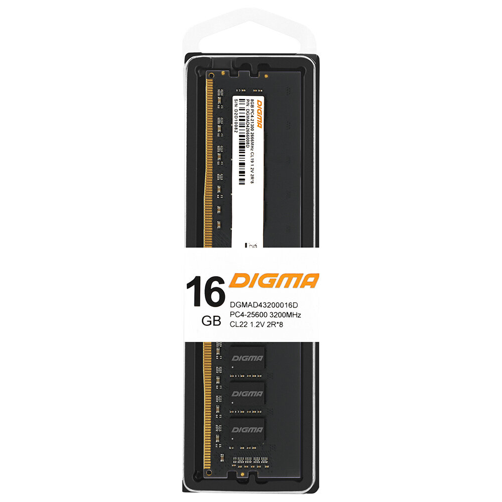 Оперативная память Digma 16Gb DDR4 DIMM 3200MHz DGMAD43200016D