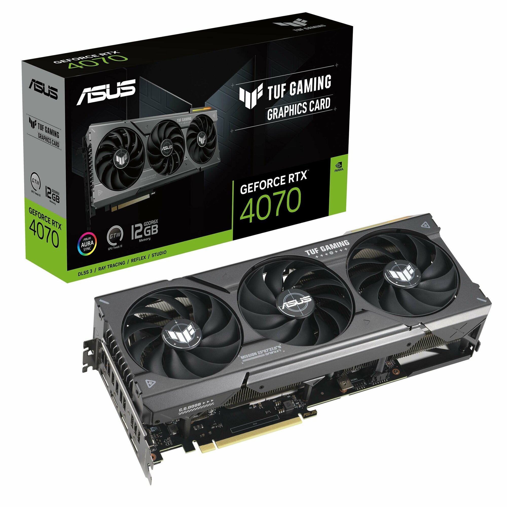 Видеокарта ASUS TUF-RTX4070-12G-GAMING /RTX4070, HDMI, DP*3,12G, D6X