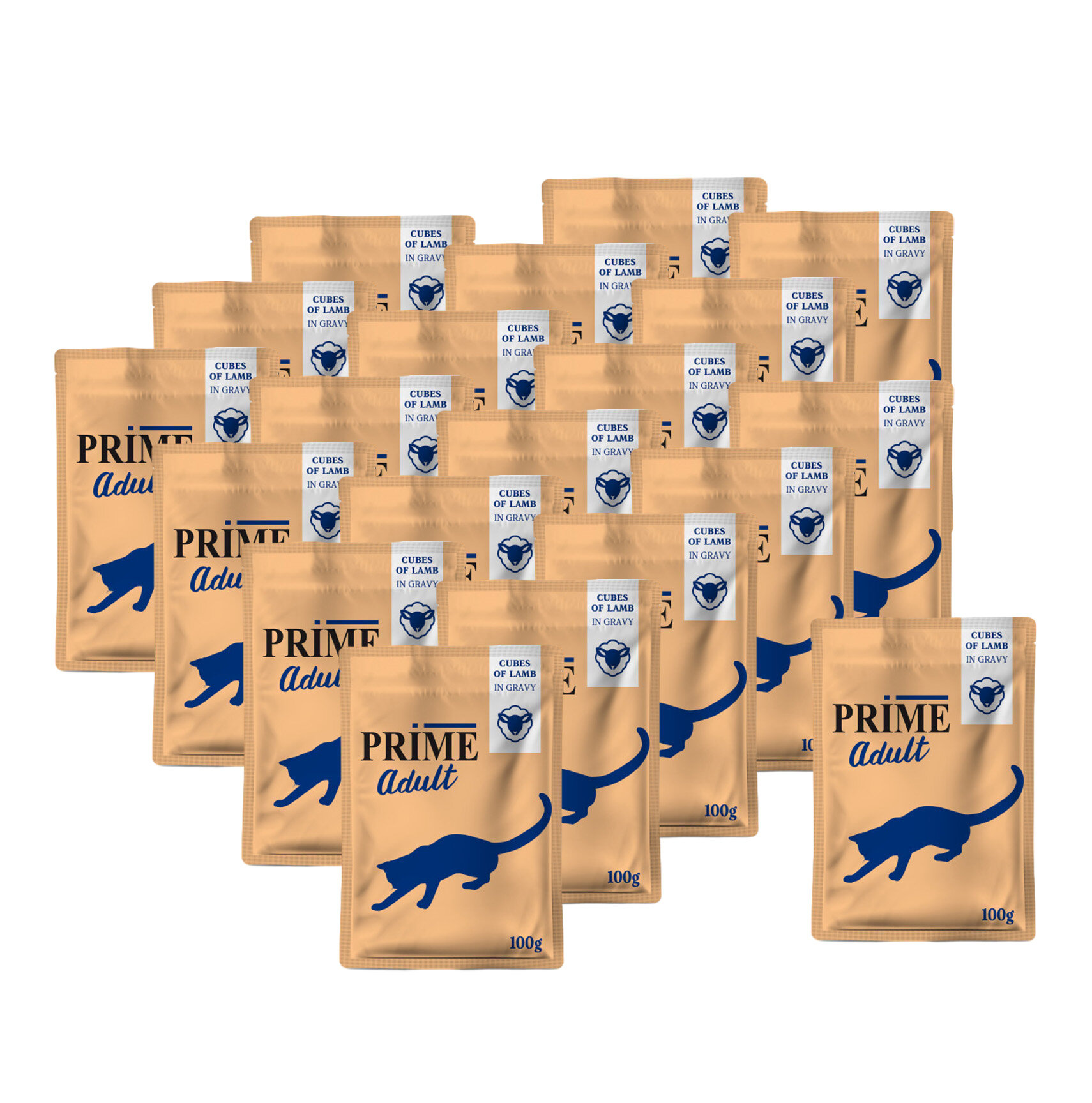 PRIME пауч 100г Кусочки из ягненка в бульоне, для кошек х 20 шт.
