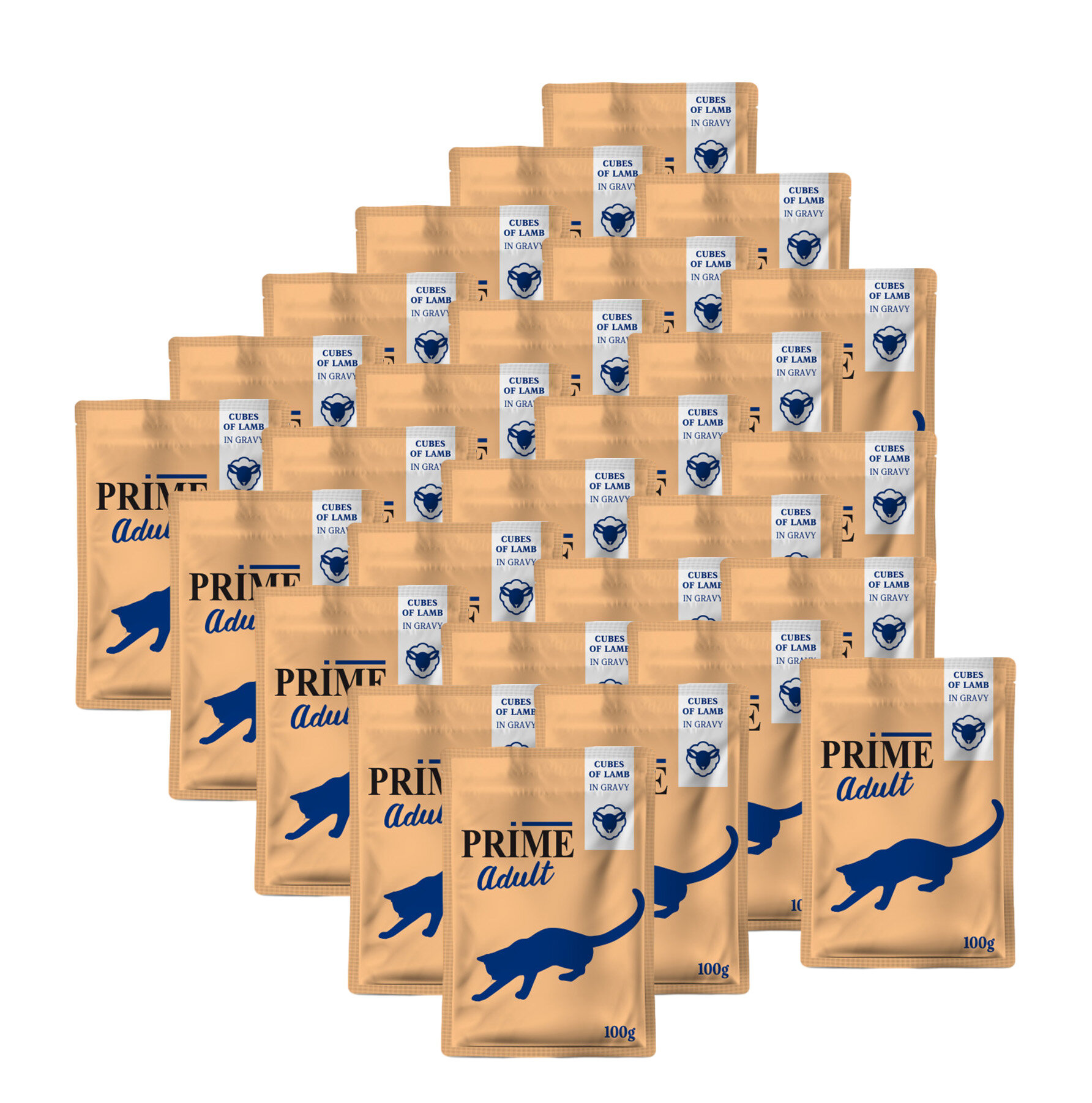 PRIME пауч 100г Кусочки из ягненка в бульоне, для кошек х 28 шт.