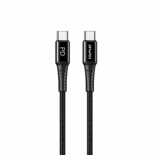 Кабель для зарядки Type-C to Type-C PD 60W 1м 3A черный кабель pd66w для смартфона usb в type c с подсветкой awei cl 127t super fast charge