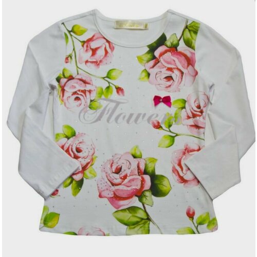 Блуза malini, размер 134, белый блузка zolla с цветочным принтом 40 размер