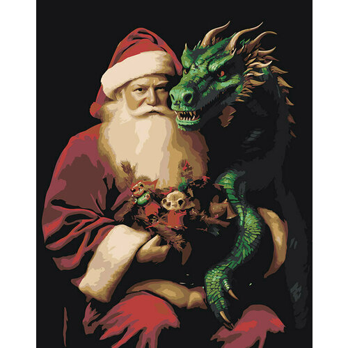 Картина по номерам Дед Мороз и зеленый дракон 40x50 картина по номерам дед мороз в зимнем городке 3 40x50