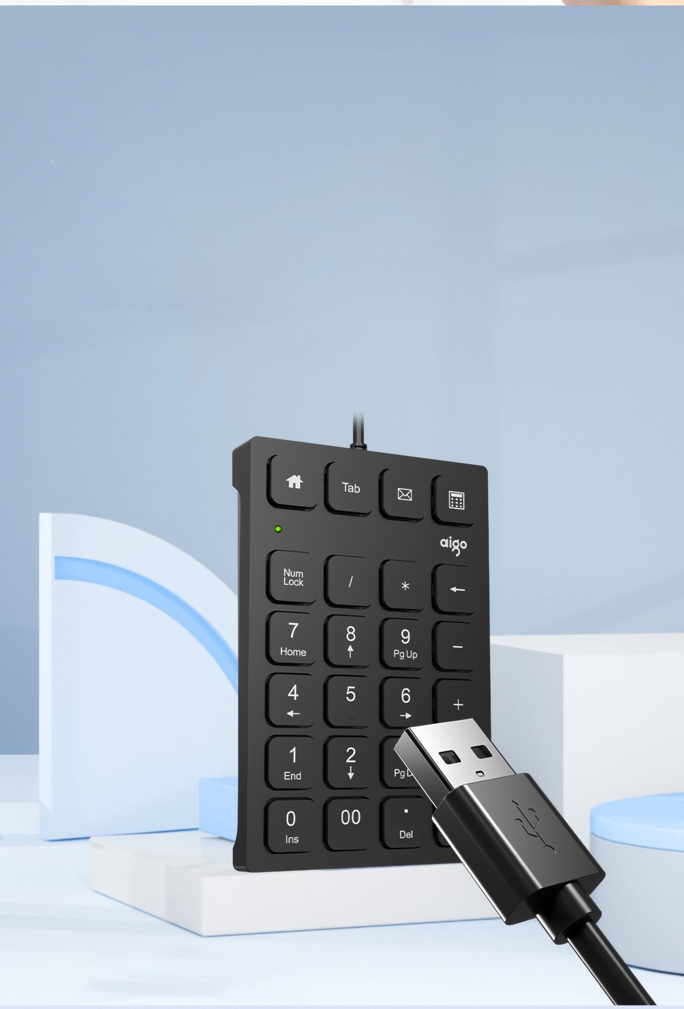 Проводной цифровой блок клавиатуры Aigo Slim Keypad Numpad N28 черный космос — фото 1