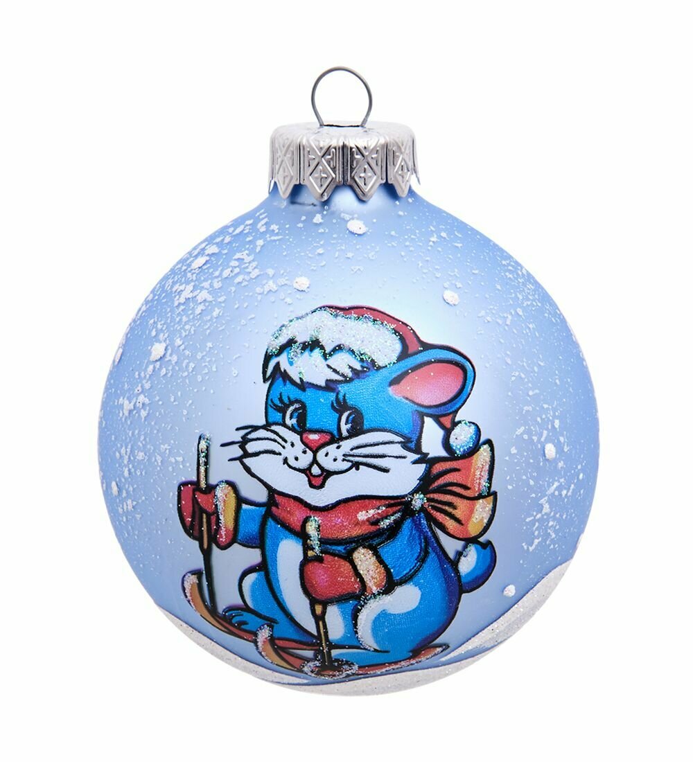 Елочная игрушка Шар 'Зайка' 85 мм