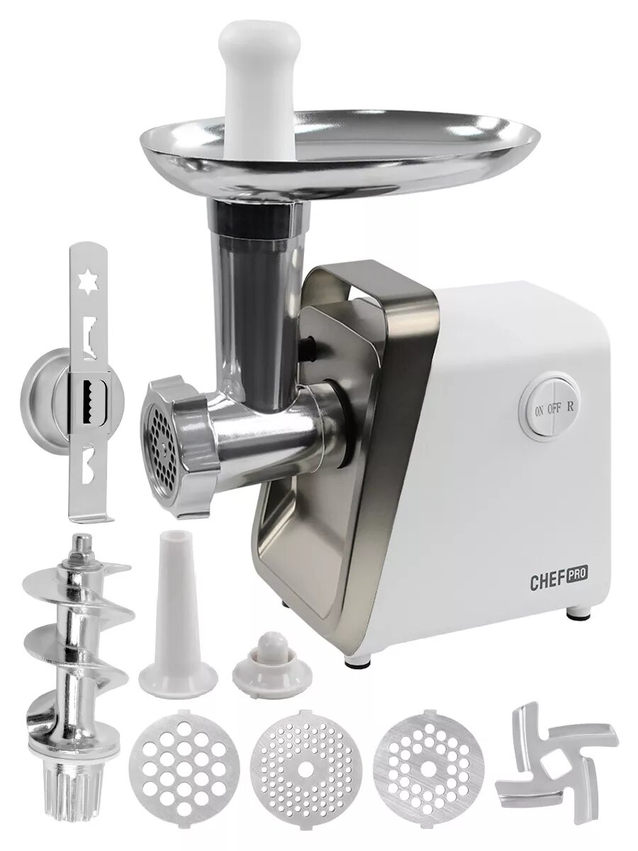 Мясорубка CHEF PRO CF-MG1450A белый/матовый никель