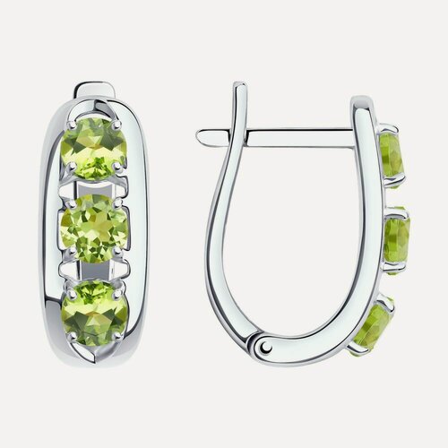 Изображение товара Серьги, серебро, 925 проба, родирование, хризолит