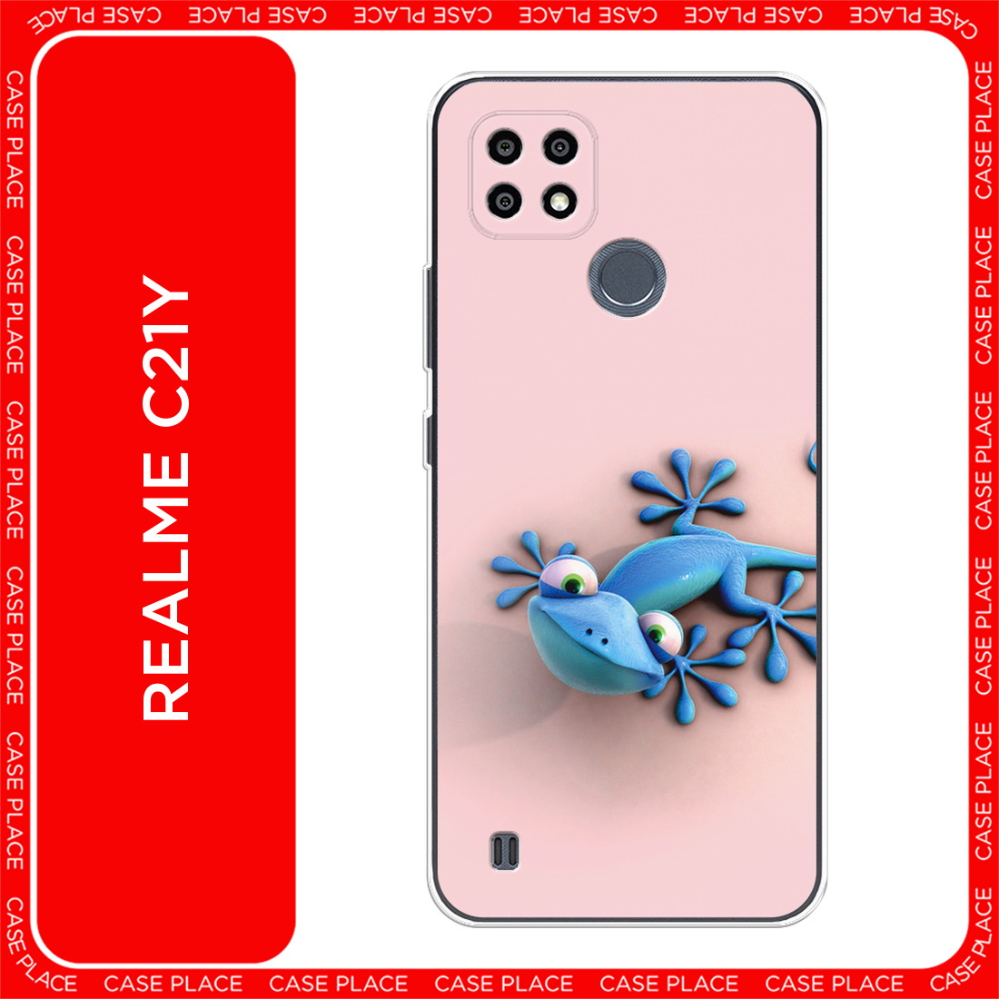 Чехол на Realme C21Y / Реалми C21Y с принтом Голубая ящерка
