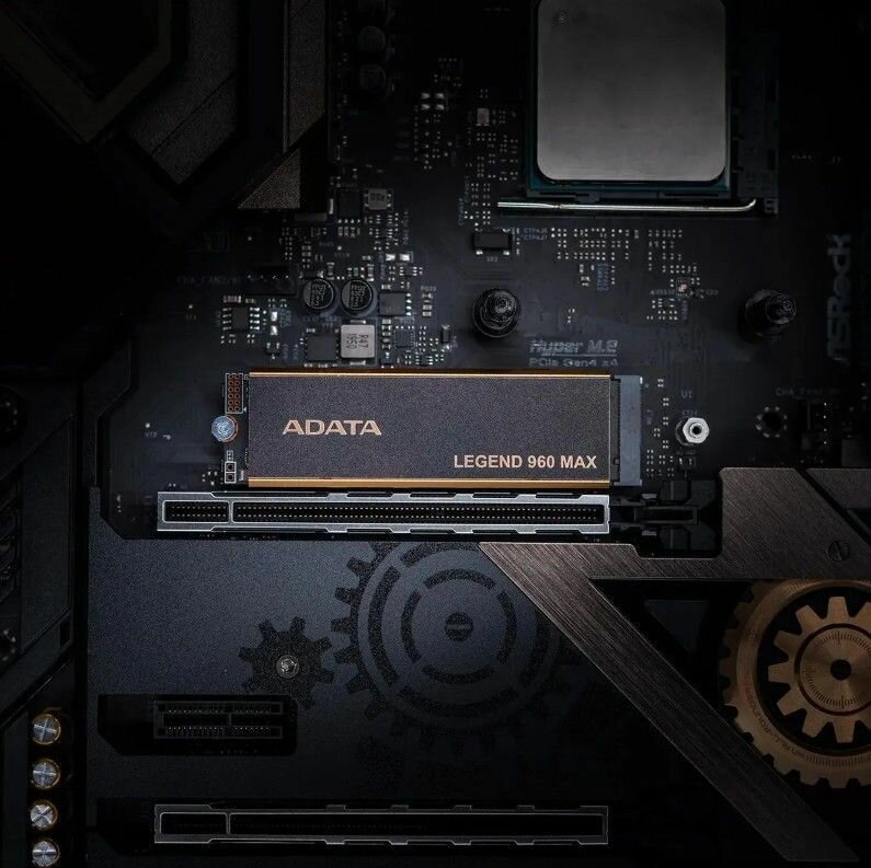 Жесткий диск SSD ADATA M.2 2280 4TB LEGEND 960 MAX PCIe Gen4x4 with NVMe, 7400/6800, IOPS 700/550, MTBF 2M, 3D NAND, 3120TBW, work with PS5, Heat Sink, RTL (ALEG-960M-4TCS) — фото 1