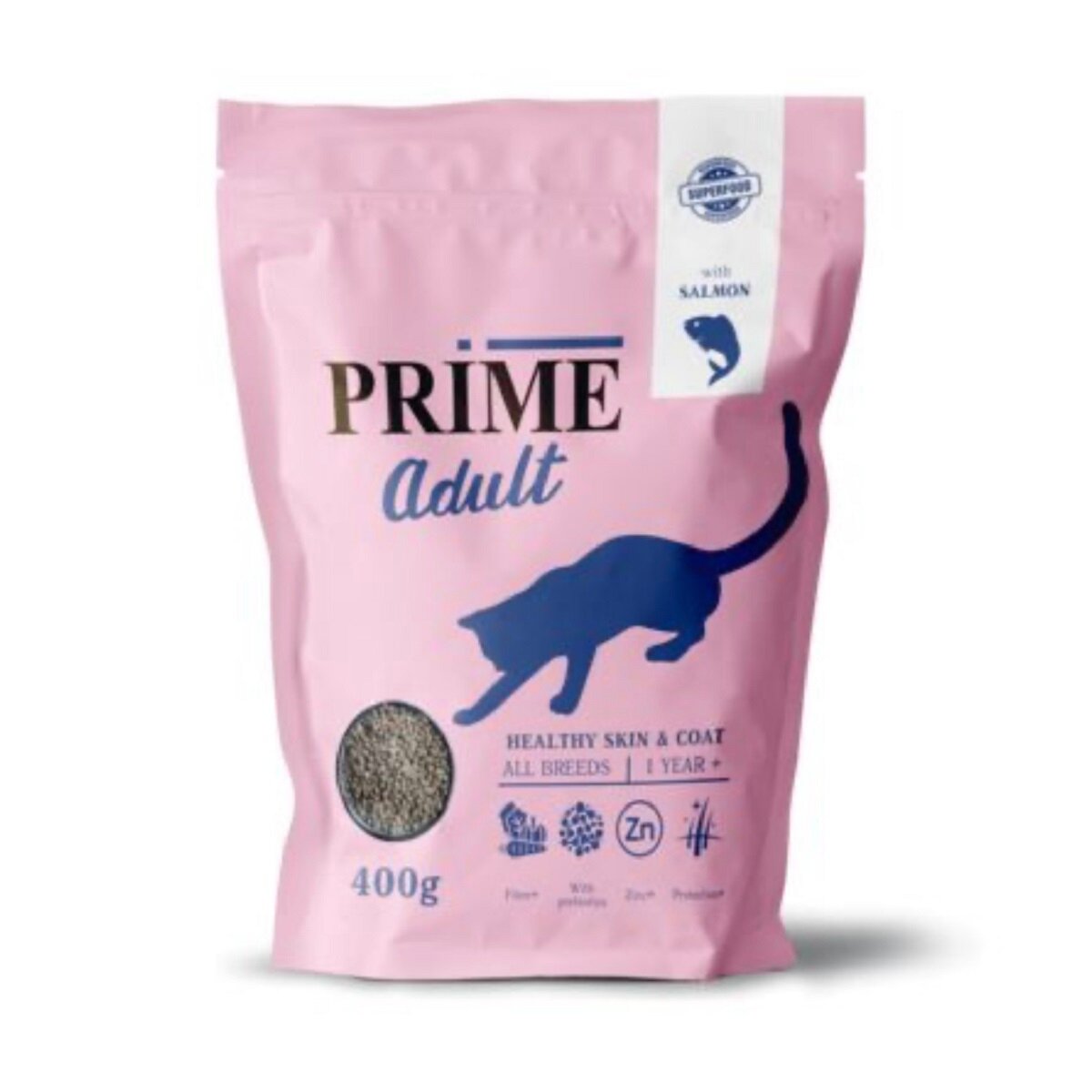 PRIME Healthy Skin&Coat сухой корм для кошек для здоровья кожи и шерсти с лососем - 400 г