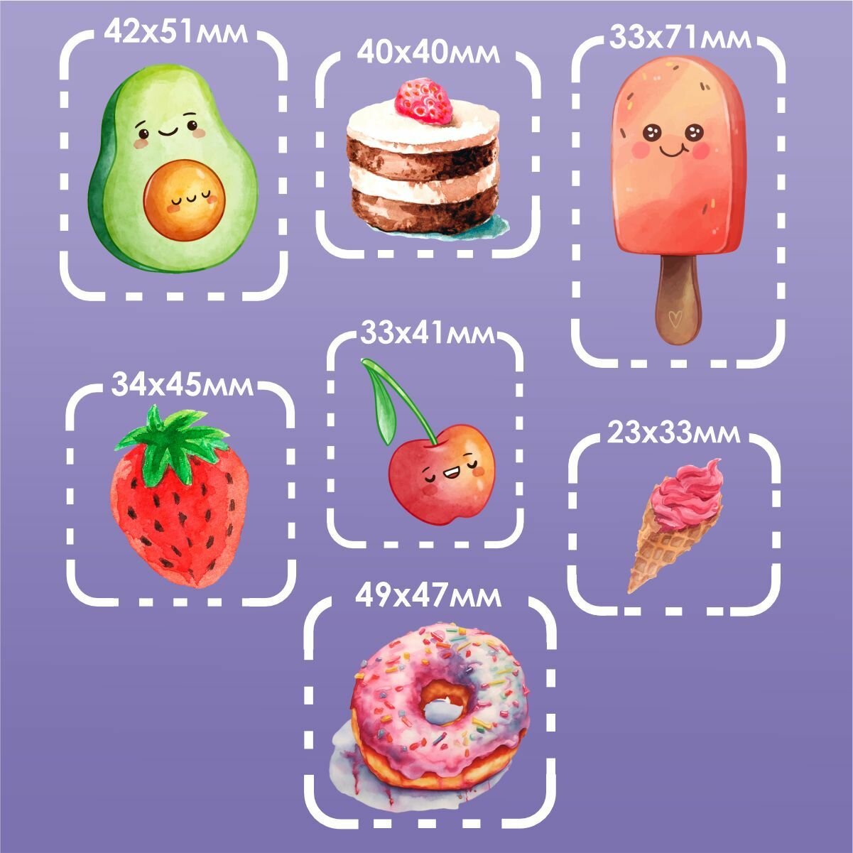 Термонаклейки на одежду Акварель вкусняшки — фото 1