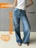 Джинсы широкие трубы свободные от бедра, Lamacco , LAM04-DENIML_Голубой-XS