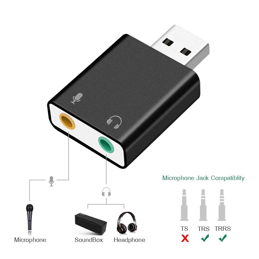 Внешняя звуковая карта USLION external usb sound card