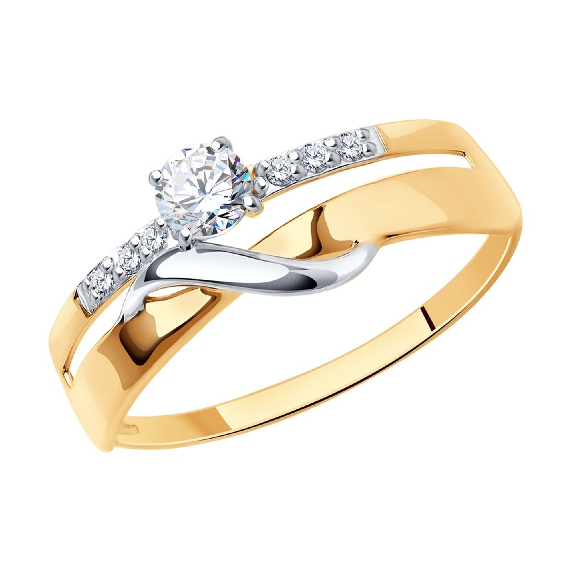 Кольцо Diamant online, красное золото, 585 проба, фианит