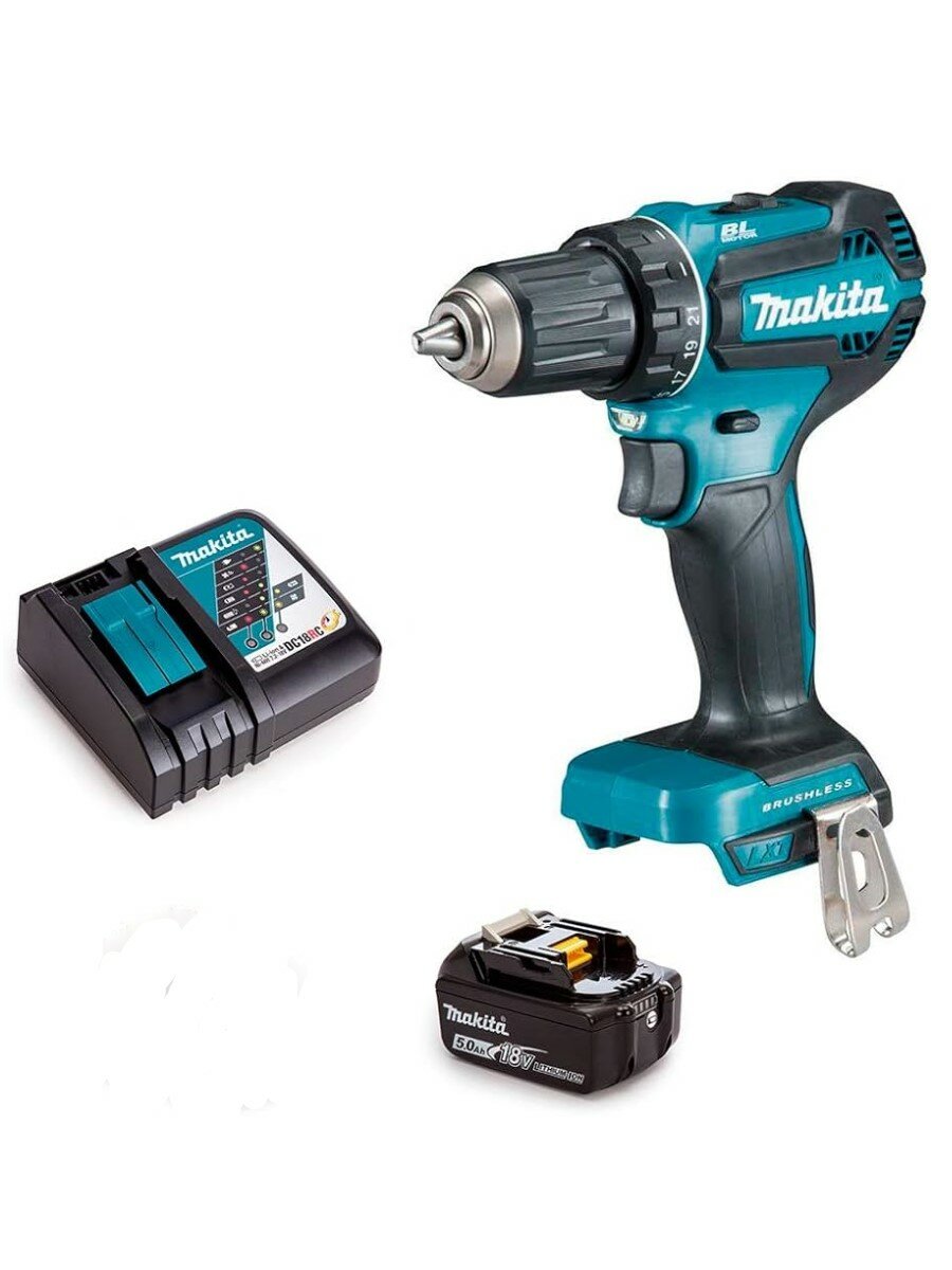 Дрель-шуруповерт аккумуляторная LXT 18В - 50Нм 1АКБх5Ач и з/у Makita DDF485RT1