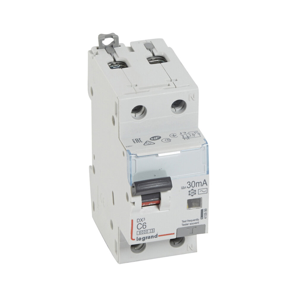 Legrand DX3 Дифференциальный автоматический выключатель 1P+N 6А (С) 30MA-AC