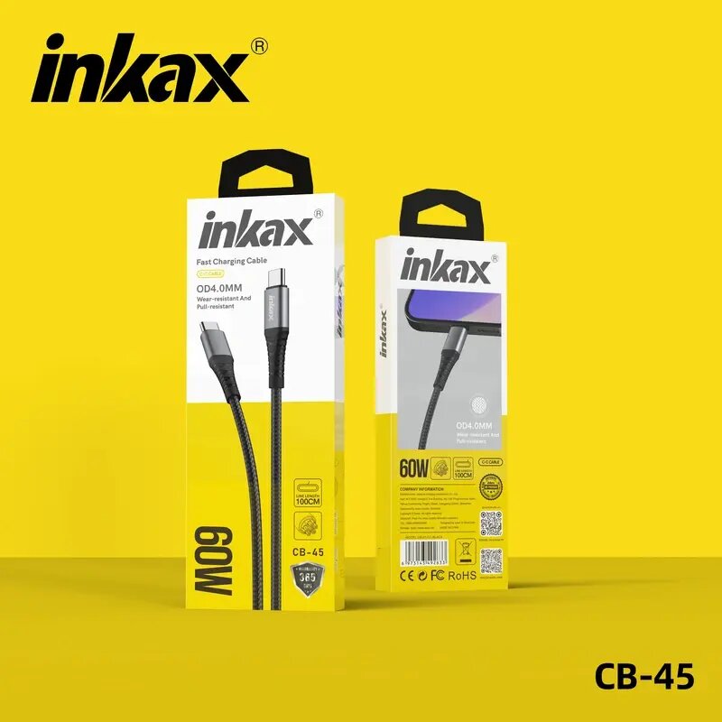 Кабель питания Inkax Type-C to Type-C 60W