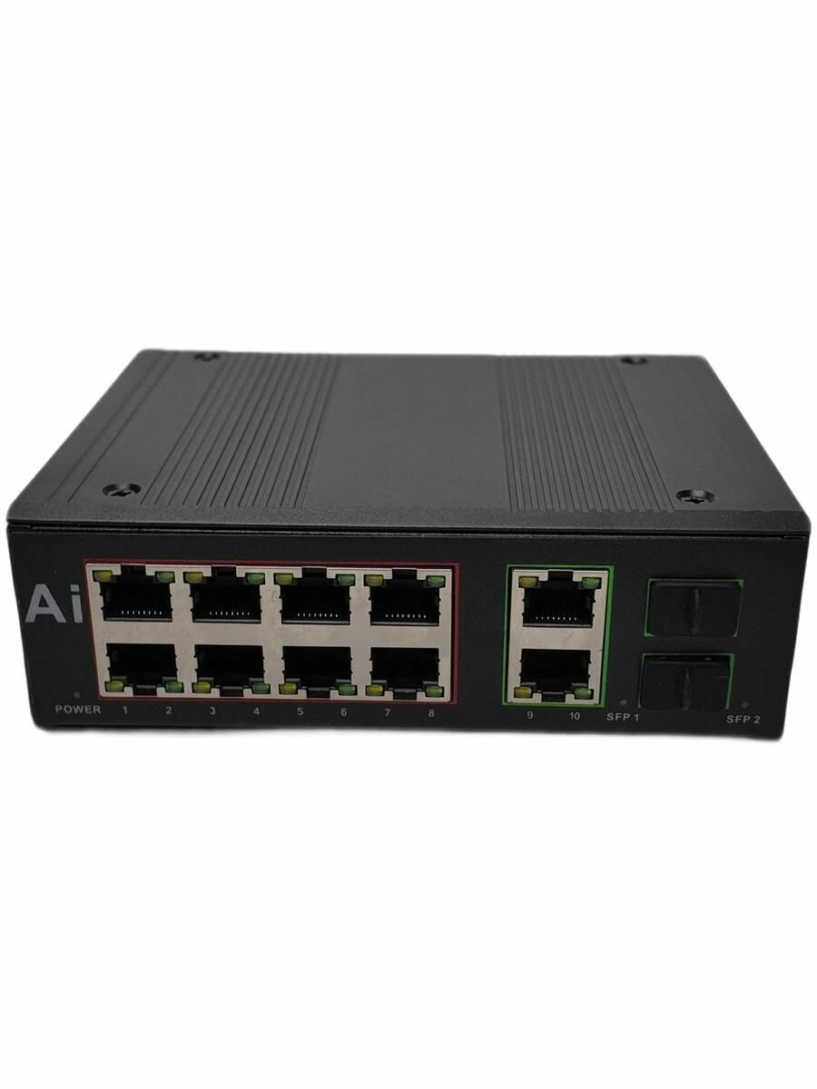 Промышленный PoE коммутатор G0822GPI-SFP на 12 портов (10+2+2SFP) POE RJ45 Порт: 8*10/100/1000 Мбит/с
