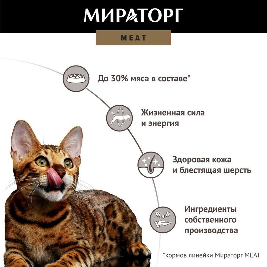 Мираторг Meat сухой корм для взрослых кошек старше 1 года полнорационный, с сочной говядиной 1,5 кг — фото 1
