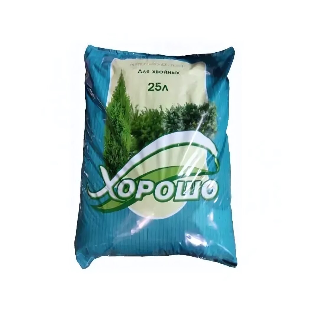 Торфяной грунт для хвойных растений, пластик, 25 л, голубой пакет, сохраняет влагу и структуру почвы