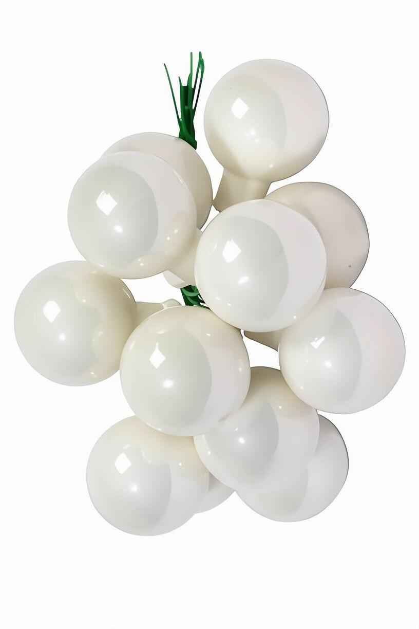Гроздь стеклянных глянцевых шариков на проволоке, 12 шаров по 25 мм, цвет: белый, Winter Deco 2000652