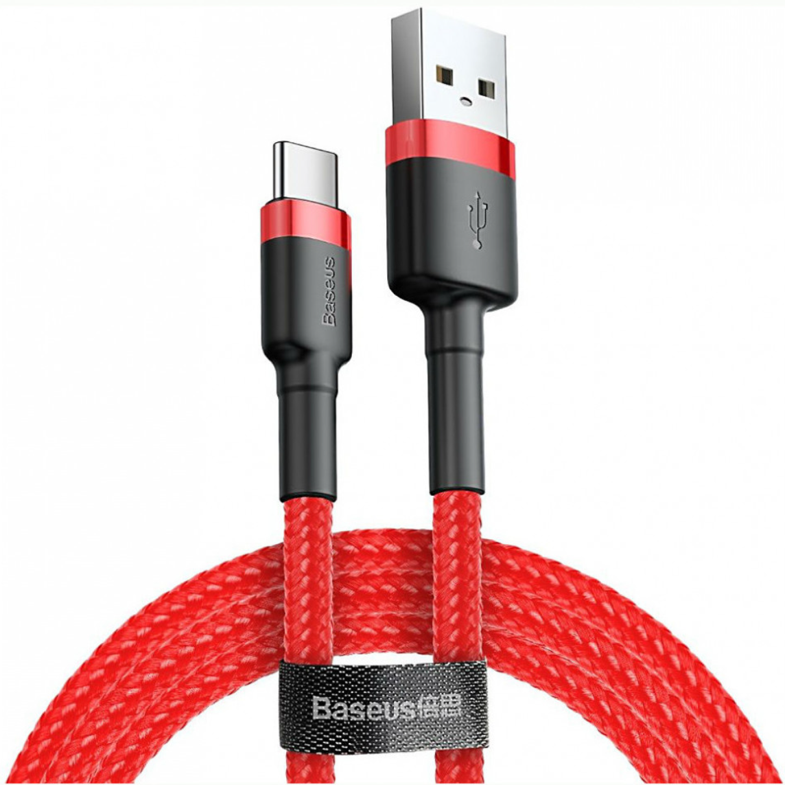 Кабель Cafule Cable USB - USB Type-C 2A 3 метра красно-черный