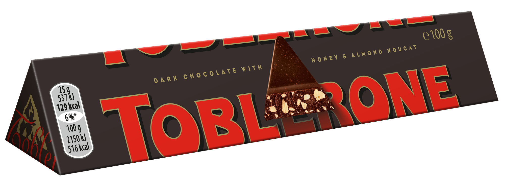 Шоколад Toblerone горький с медово-миндальной нугой, 100 г - фото №1