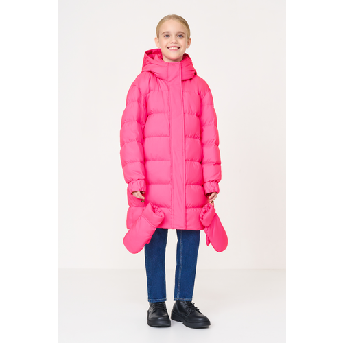 фото Куртка baon зимняя, удлиненная, размер 122, розовый