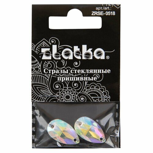 Стразы Zlatka AB-Crystal, №02, Перламутровые, стеклянные, 18х11 мм, 2 шт, в пакете с еврослотом (ZRSE-0518) подвеска сталь куб 18х11 мм