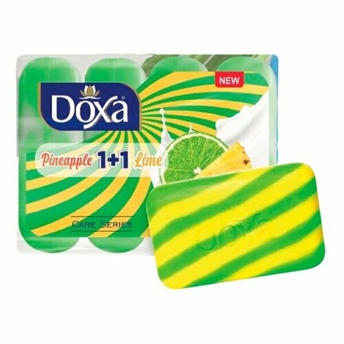 Мыло твердое DOXA Care series ecopack, Лайм и Ананас, 4х80 г мыло твердое doxa care series двухцветное элегантность туба 4х100 г