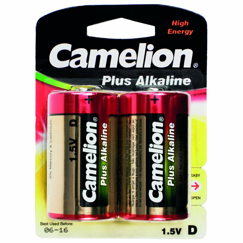 Батарейка алкалиновая тип D 15В 2шт Plus Alkaline Camelion LR20-BP2 1654 197970